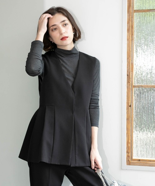 OPAQUE.CLIP（オペークドットクリップ）の「◆ペプラムジレ／セットアップ対応【洗濯機洗い可】（ベスト・レディース・ブラウン系その他/ブラック・42/40/38/36）」の20枚目の写真