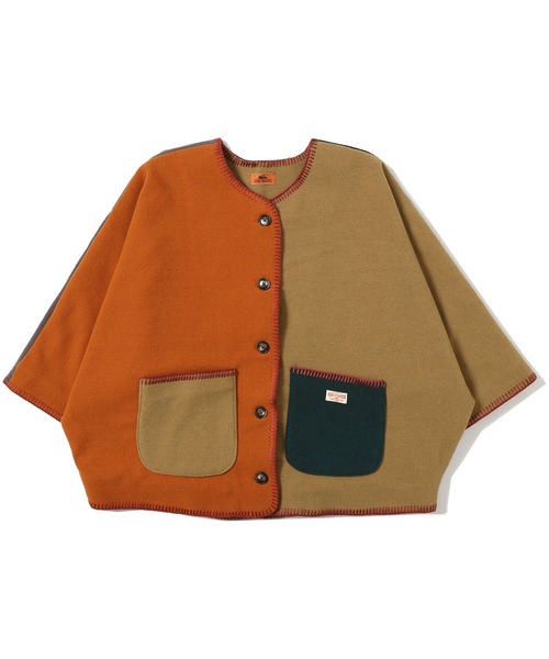 KRIFF MAYER Lady's Collection（クリフメイヤーレディースコレクション）の「ブランケットステッチドルマンJK（ノーカラージャケット・レディース・ブルーグリーン/レンガ/カラフル/チャコール/ベージュ・MEDIUM/LARGE）」の5枚目の写真