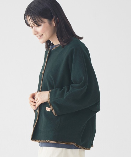 KRIFF MAYER Lady's Collection（クリフメイヤーレディースコレクション）の「ブランケットステッチドルマンJK（ノーカラージャケット・レディース・ブルーグリーン/レンガ/カラフル/チャコール/ベージュ・MEDIUM/LARGE）」の8枚目の写真