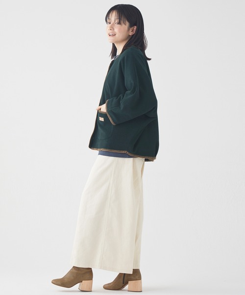 KRIFF MAYER Lady's Collection（クリフメイヤーレディースコレクション）の「ブランケットステッチドルマンJK（ノーカラージャケット・レディース・ブルーグリーン/レンガ/カラフル/チャコール/ベージュ・MEDIUM/LARGE）」の11枚目の写真