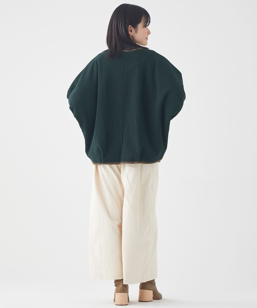KRIFF MAYER Lady's Collection（クリフメイヤーレディースコレクション）の「ブランケットステッチドルマンJK（ノーカラージャケット・レディース・ブルーグリーン/レンガ/カラフル/チャコール/ベージュ・MEDIUM/LARGE）」の12枚目の写真