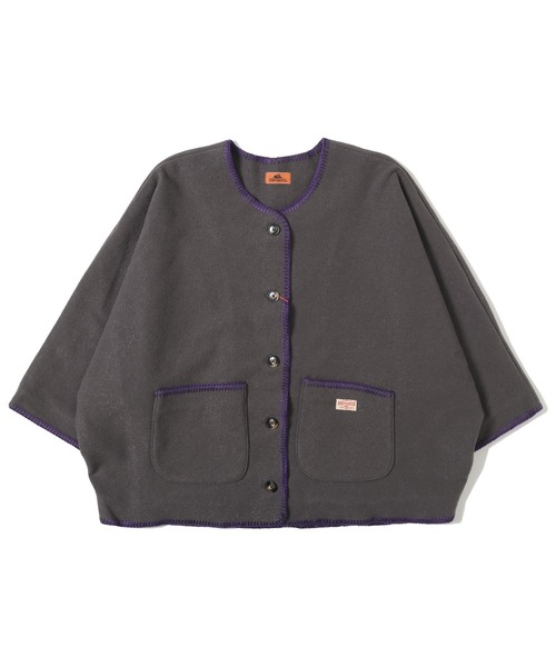 KRIFF MAYER Lady's Collection（クリフメイヤーレディースコレクション）の「ブランケットステッチドルマンJK（ノーカラージャケット・レディース・ブルーグリーン/レンガ/カラフル/チャコール/ベージュ・MEDIUM/LARGE）」の16枚目の写真