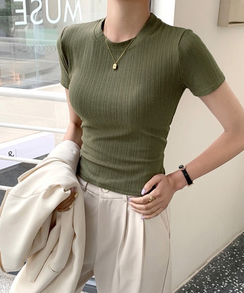 Miniministore(ミニミニストア)の「無地Tシャツ 半袖 レディース 薄手(Tシャツ/カットソー・レディース・グレイッシュベージュ/ブラック/ベージュ/ホワイト/チャコールグレー/カーキ/オリーブ・L/M)」の15枚目の写真