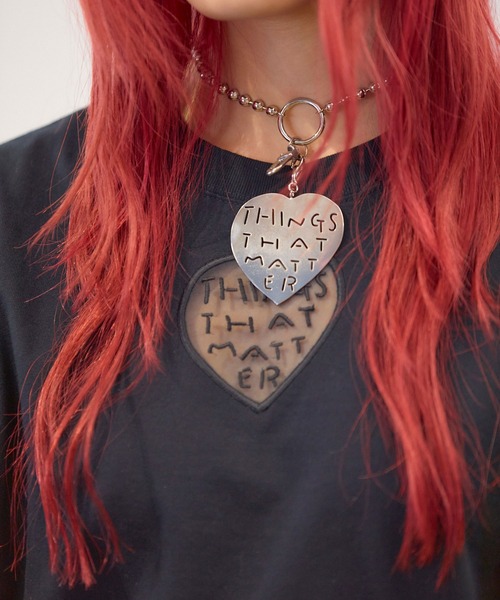 THINGS THAT MATTER(シングス ザット マター)の「TONDABAYASHI RAN ×HEART T-SHIRT / トンダバヤシラン×ハートTシャツ(Tシャツ/カットソー・レディース・ホワイト/ブラック/レッド・FREE)」の3枚目の写真