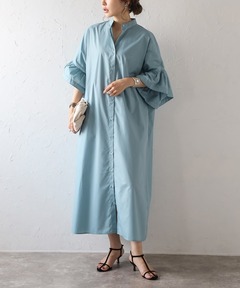 WaterRepellent ストレッチタックシャツドレス（ワンピース