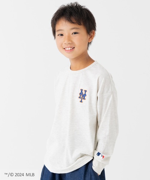 MLB（メジャーリーグベースボール）の「MLB ロゴ 長袖Tシャツ（Tシャツ/カットソー・キッズ・モカ/オートミール/ネイビー/ホワイト/ブラック・90cm/100cm/110cm/120cm/130cm/140cm/150cm/160cm）」の4枚目の写真