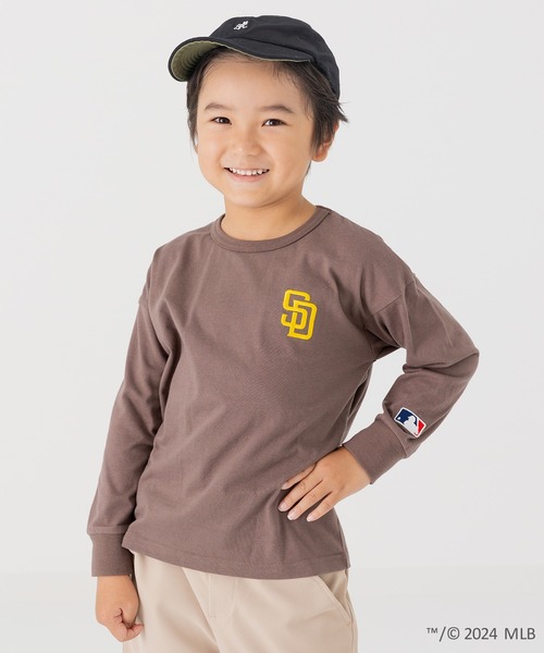 MLB（メジャーリーグベースボール）の「MLB ロゴ 長袖Tシャツ（Tシャツ/カットソー・キッズ・モカ/オートミール/ネイビー/ホワイト/ブラック・90cm/100cm/110cm/120cm/130cm/140cm/150cm/160cm）」の3枚目の写真