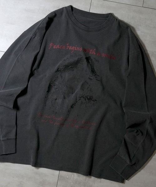 Ritzy（リッツィー）の「Pigment hard wash long sleeve T-shirt/ピグメント ハードウォッシュ 長袖 Tシャツ/ロンT（Tシャツ/カットソー・メンズ・ブラック/モカ/ブラック系その他/ブラウン系その他/ブラック系その他2/ブラウン系その他2/ブラック系その他3/ブラウン系その他3・M/L/XL）」の3枚目の写真