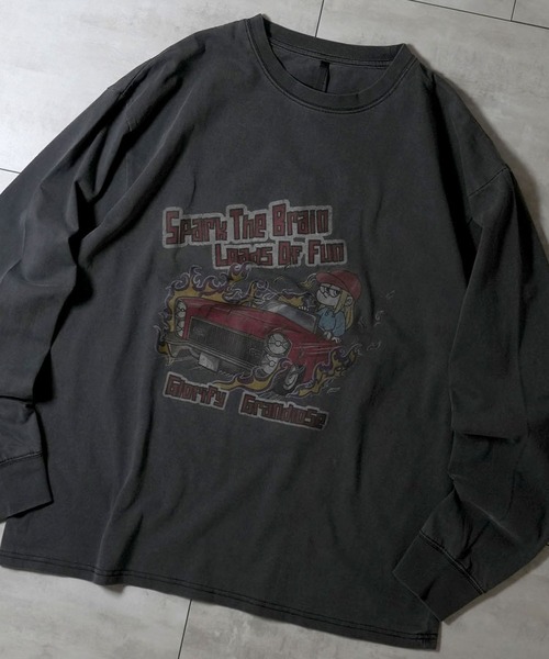 Ritzy（リッツィー）の「Pigment hard wash long sleeve T-shirt/ピグメント ハードウォッシュ 長袖 Tシャツ/ロンT（Tシャツ/カットソー・メンズ・ブラック/モカ/ブラック系その他/ブラウン系その他/ブラック系その他2/ブラウン系その他2/ブラック系その他3/ブラウン系その他3・M/L/XL）」の2枚目の写真
