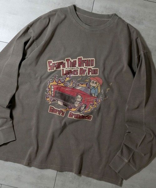 Ritzy（リッツィー）の「Pigment hard wash long sleeve T-shirt/ピグメント ハードウォッシュ 長袖 Tシャツ/ロンT（Tシャツ/カットソー・メンズ・ブラック/モカ/ブラック系その他/ブラウン系その他/ブラック系その他2/ブラウン系その他2/ブラック系その他3/ブラウン系その他3・M/L/XL）」の5枚目の写真