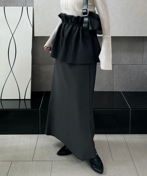 y/m by misato（イムバイミサト）の「ヘザーエステルツイルマルチWAYスカート（スカート・レディース・ブラック/チャコールグレー/ベージュ・FREE）」の3枚目の写真