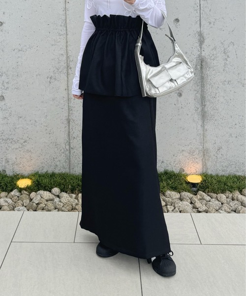 y/m by misato（イムバイミサト）の「ヘザーエステルツイルマルチWAYスカート（スカート・レディース・ブラック/チャコールグレー/ベージュ・FREE）」の2枚目の写真