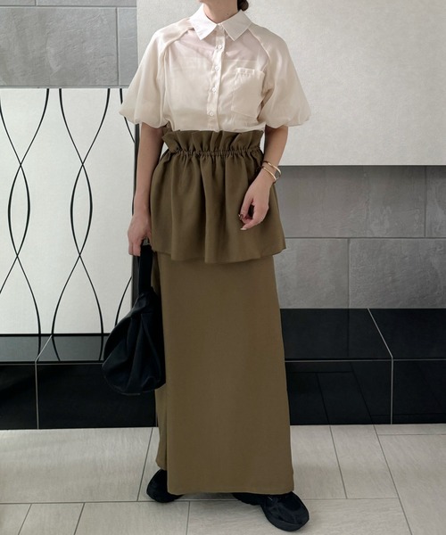 y/m by misato（イムバイミサト）の「ヘザーエステルツイルマルチWAYスカート（スカート・レディース・ブラック/チャコールグレー/ベージュ・FREE）」の4枚目の写真