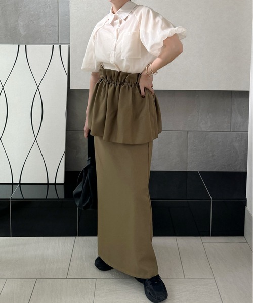 y/m by misato（イムバイミサト）の「ヘザーエステルツイルマルチWAYスカート（スカート・レディース・ブラック/チャコールグレー/ベージュ・FREE）」の5枚目の写真