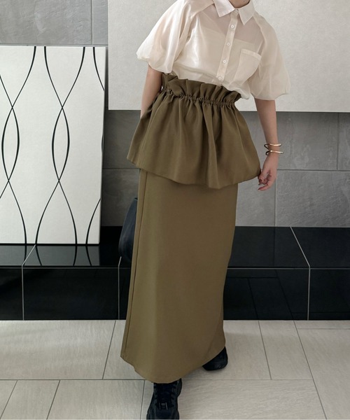 y/m by misato（イムバイミサト）の「ヘザーエステルツイルマルチWAYスカート（スカート・レディース・ブラック/チャコールグレー/ベージュ・FREE）」の7枚目の写真