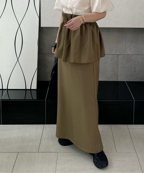 y/m by misato（イムバイミサト）の「ヘザーエステルツイルマルチWAYスカート（スカート・レディース・ブラック/チャコールグレー/ベージュ・FREE）」の9枚目の写真