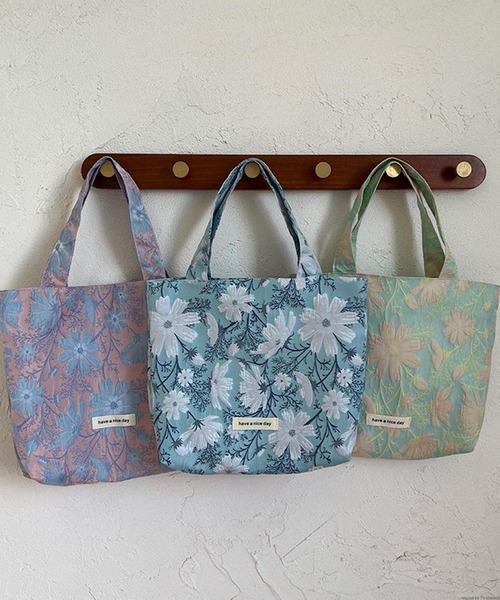 TONE SELECT GOODS（トーンセレクトグッズ）の「Liaa/花柄 ミニトートバッグ A18425（トートバッグ・レディース・グリーン系1/グリーン系3/ブルー/ライトブルー/グリーン系2/ピンク・FREE）」の7枚目の写真