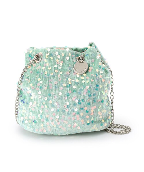 OPAQUE.CLIP（オペークドットクリップ）の「◆【2WAY】スパンコール巾着ミニショルダーバッグ（ショルダーバッグ・レディース・グリーン系5/ブラック/チャコールグレー/ホワイト系3/ダークブラウン/ピンク系・00）」の5枚目の写真
