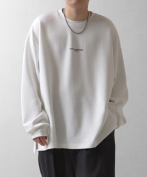 ドレープとろみ オーバーサイズ ワンポイント / フロントプリント / バックプリント ビッグシルエット ダンボールニット プルオーバースウェット