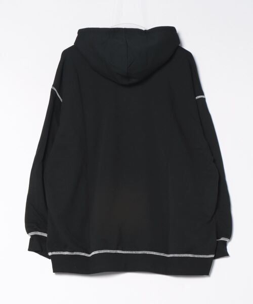 GORGE(ゴージ)の「《配色ステッチ》レディース 裏毛パーカー ルーズシルエット スウェットフーディー 春秋冬(パーカー・レディース・ブラック/オートミール/ホワイト・F)」の12枚目の写真