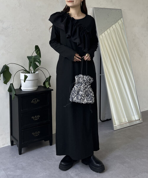 prose verse(プロズヴェール)の「マルチwayカットリブワンピース(ワンピース・レディース・ブラック・LARGE/MEDIUM/PL/PM)」の9枚目の写真