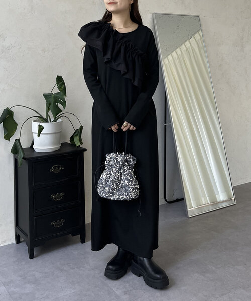 prose verse(プロズヴェール)の「マルチwayカットリブワンピース(ワンピース・レディース・ブラック・LARGE/MEDIUM/PL/PM)」の10枚目の写真