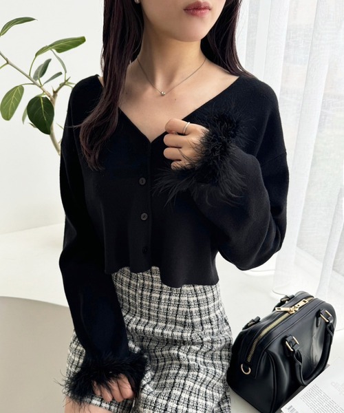 one after another NICE CLAUP(ワンアフターアナザーナイスクラップ)の「マラボーカーディガン(カーディガン/ボレロ・レディース・サックスブルー/ピンク/ブラック/アイボリー・FREE)」の3枚目の写真