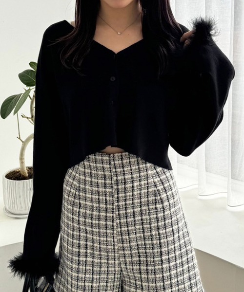 one after another NICE CLAUP(ワンアフターアナザーナイスクラップ)の「マラボーカーディガン(カーディガン/ボレロ・レディース・サックスブルー/ピンク/ブラック/アイボリー・FREE)」の12枚目の写真