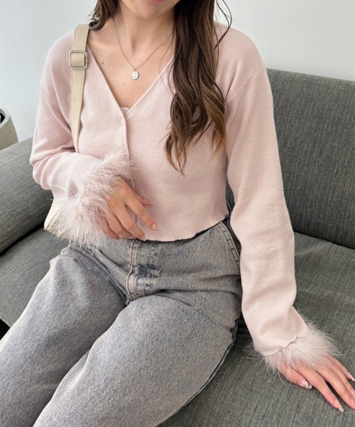 one after another NICE CLAUP(ワンアフターアナザーナイスクラップ)の「マラボーカーディガン(カーディガン/ボレロ・レディース・サックスブルー/ピンク/ブラック/アイボリー・FREE)」の18枚目の写真