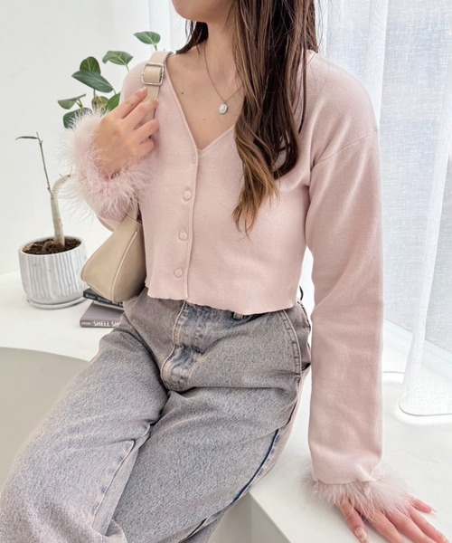 one after another NICE CLAUP(ワンアフターアナザーナイスクラップ)の「マラボーカーディガン(カーディガン/ボレロ・レディース・サックスブルー/ピンク/ブラック/アイボリー・FREE)」の20枚目の写真