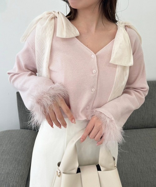 one after another NICE CLAUP(ワンアフターアナザーナイスクラップ)の「マラボーカーディガン(カーディガン/ボレロ・レディース・サックスブルー/ピンク/ブラック/アイボリー・FREE)」の21枚目の写真