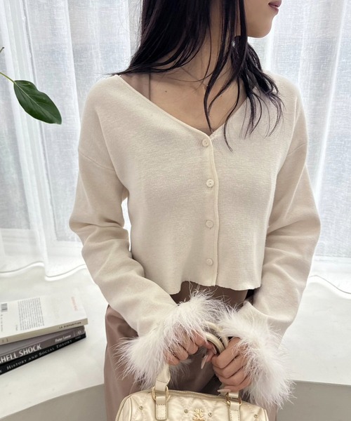 one after another NICE CLAUP(ワンアフターアナザーナイスクラップ)の「マラボーカーディガン(カーディガン/ボレロ・レディース・サックスブルー/ピンク/ブラック/アイボリー・FREE)」の10枚目の写真