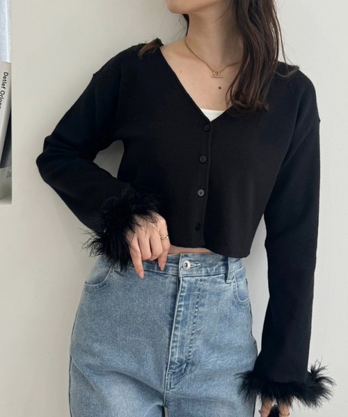 one after another NICE CLAUP(ワンアフターアナザーナイスクラップ)の「マラボーカーディガン(カーディガン/ボレロ・レディース・サックスブルー/ピンク/ブラック/アイボリー・FREE)」の15枚目の写真