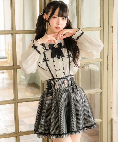 ROJITA（ロジータ）の「ウエストレースアップチュールスカート（スカート・レディース・ピンク/チェック/ブラック・FREE）」の5枚目の写真