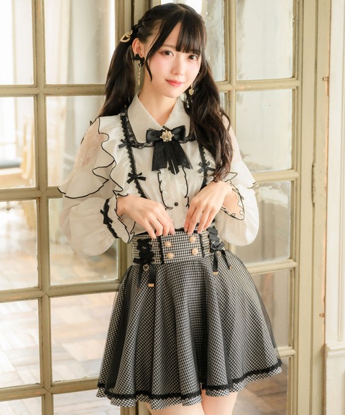 ROJITA（ロジータ）の「ウエストレースアップチュールスカート（スカート・レディース・ピンク/チェック/ブラック・FREE）」の7枚目の写真