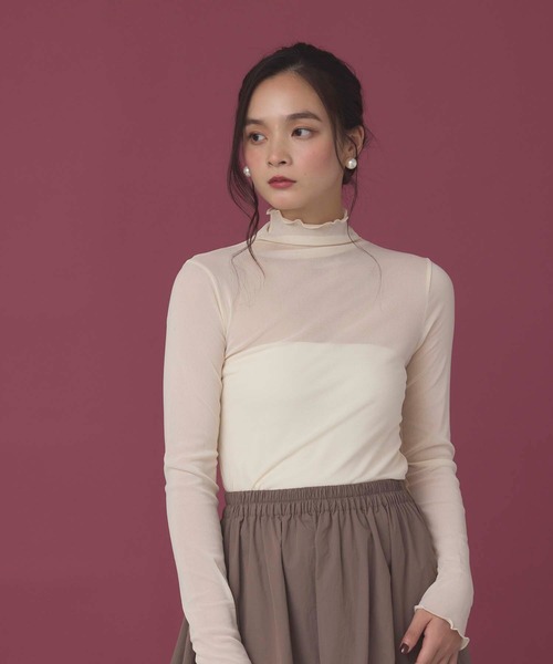 fifth（フィフス）の「シアーハイネックプルオーバー（Tシャツ/カットソー・レディース・チャコールグレー/アイボリー/ブラック/ブラウン/ホワイト・M）」の4枚目の写真