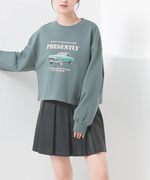 Honeys（ハニーズ）の「ショート丈ゆるトップス（Tシャツ/カットソー・レディース・杢グレー/アイボリー/スミクロ/レッド/グリーン・S/M/L）」の15枚目の写真