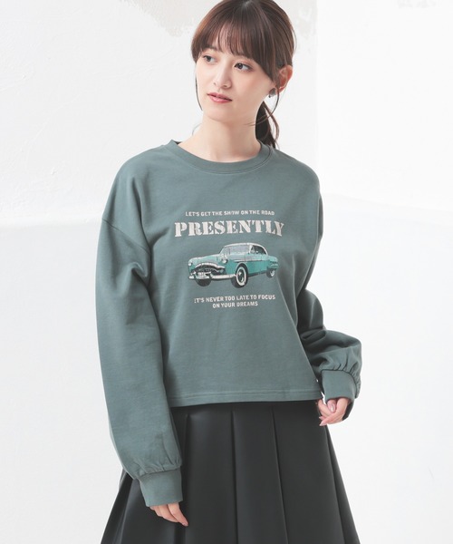 Honeys（ハニーズ）の「ショート丈ゆるトップス（Tシャツ/カットソー・レディース・杢グレー/アイボリー/スミクロ/レッド/グリーン・S/M/L）」の16枚目の写真