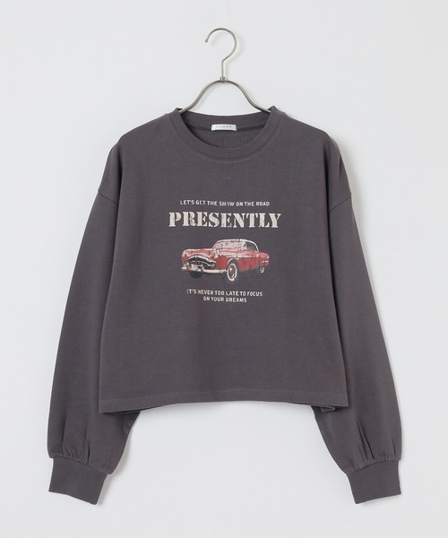 Honeys（ハニーズ）の「ショート丈ゆるトップス（Tシャツ/カットソー・レディース・杢グレー/アイボリー/スミクロ/レッド/グリーン・S/M/L）」の21枚目の写真