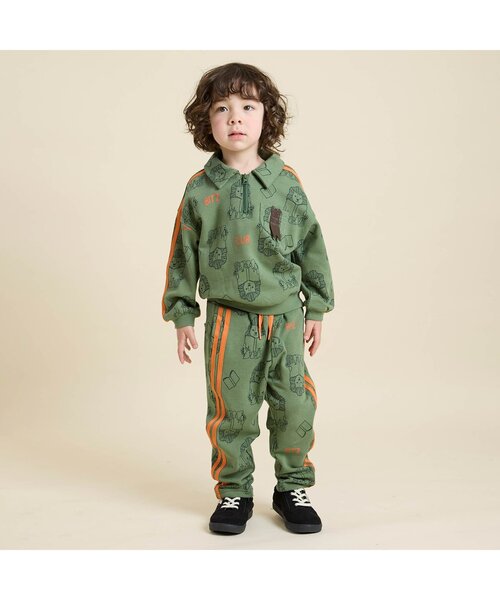 BIT'Z（ビッツ）の「【セットアップ可】音符柄&動物読書柄ハーフジッププルオーバー（スウェット・キッズ・グレー/ターコイズブルー/キナリ/カーキ・80/90/95/100/110/120）」の5枚目の写真