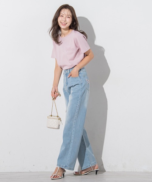 QUEENS COURT(クイーンズコート)の「リボンモチーフワイドデニム≪洗濯機で洗える≫(デニムパンツ・レディース・ブルー・M/S)」の10枚目の写真