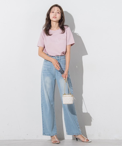QUEENS COURT(クイーンズコート)の「リボンモチーフワイドデニム≪洗濯機で洗える≫(デニムパンツ・レディース・ブルー・M/S)」の11枚目の写真