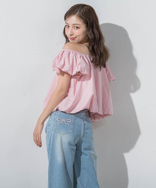 QUEENS COURT(クイーンズコート)の「リボンモチーフワイドデニム≪洗濯機で洗える≫(デニムパンツ・レディース・ブルー・M/S)」の12枚目の写真