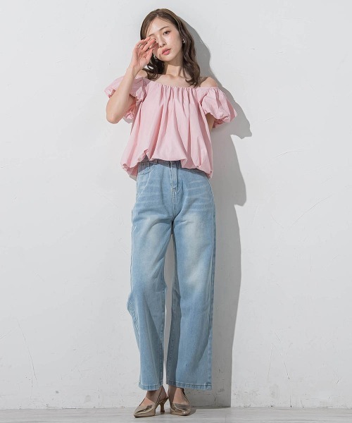 QUEENS COURT(クイーンズコート)の「リボンモチーフワイドデニム≪洗濯機で洗える≫(デニムパンツ・レディース・ブルー・M/S)」の13枚目の写真