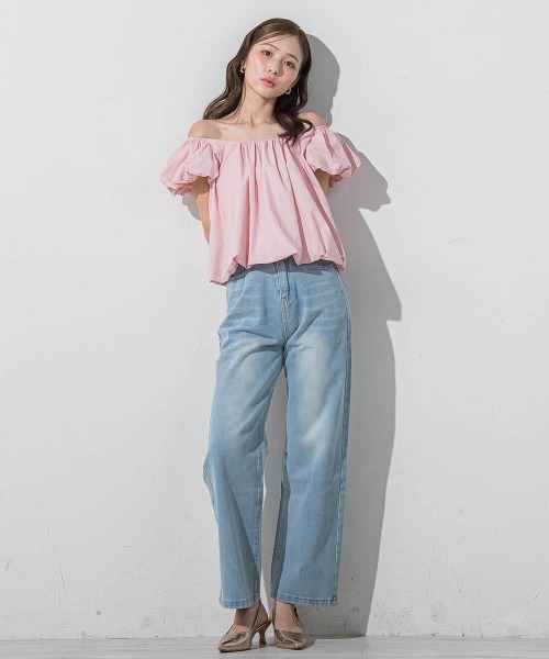 QUEENS COURT(クイーンズコート)の「リボンモチーフワイドデニム≪洗濯機で洗える≫(デニムパンツ・レディース・ブルー・M/S)」の14枚目の写真