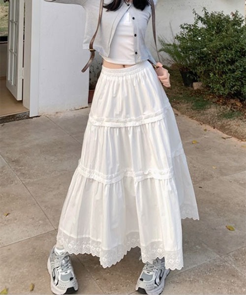 Mayree（メイリー）の「【Mayree】ティアード レース スカート（スカート・レディース・ホワイト・SMALL/MEDIUM/LARGE）」の4枚目の写真