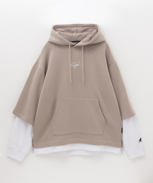 KANGOL（カンゴール）の「KANGOL裏起毛フェイクレイヤードパーカー（パーカー・メンズ・ブラック/グレイッシュベージュ/ブルーグリーン・XL/L/M）」の18枚目の写真