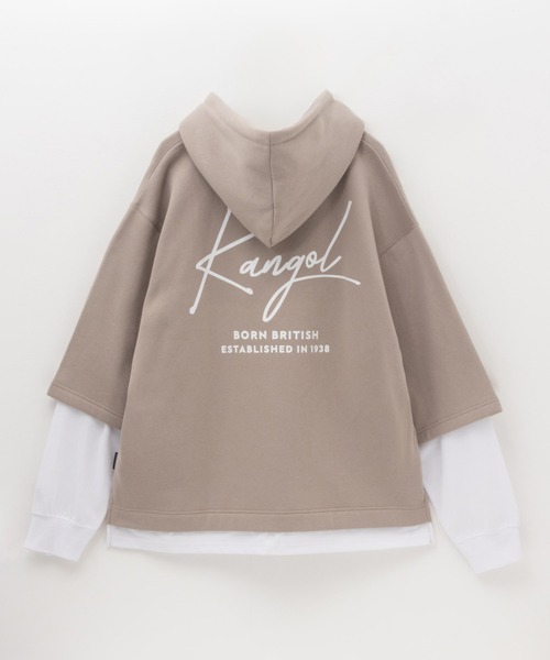 KANGOL（カンゴール）の「KANGOL裏起毛フェイクレイヤードパーカー（パーカー・メンズ・ブラック/グレイッシュベージュ/ブルーグリーン・XL/L/M）」の4枚目の写真