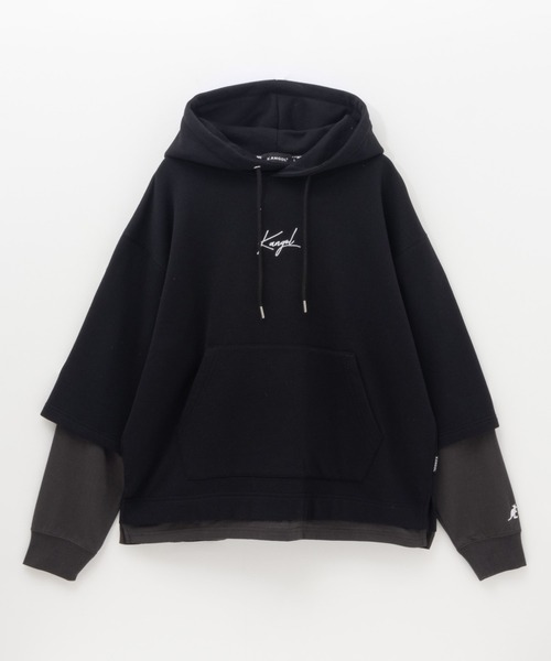 KANGOL（カンゴール）の「KANGOL裏起毛フェイクレイヤードパーカー（パーカー・メンズ・ブラック/グレイッシュベージュ/ブルーグリーン・XL/L/M）」の16枚目の写真