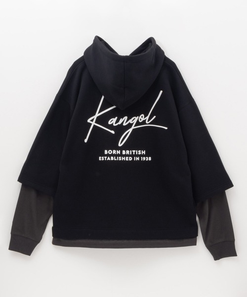 KANGOL（カンゴール）の「KANGOL裏起毛フェイクレイヤードパーカー（パーカー・メンズ・ブラック/グレイッシュベージュ/ブルーグリーン・XL/L/M）」の17枚目の写真